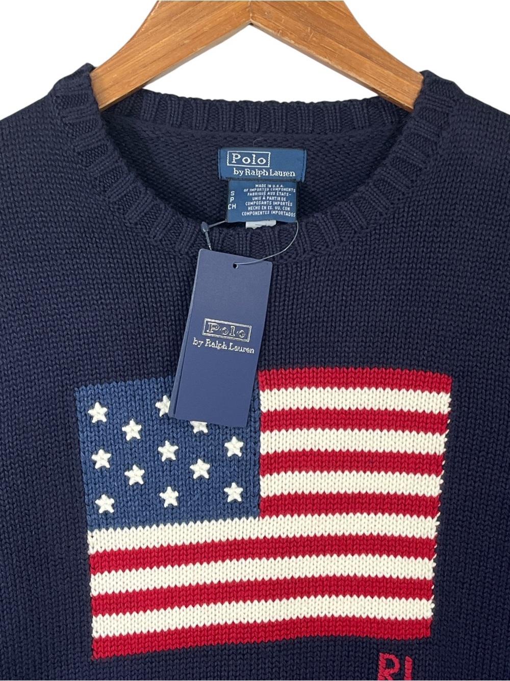 NWT Polo Ralph Lauren American Flag Cotton Crewneck Sweater size Small - Picture 6 of 10